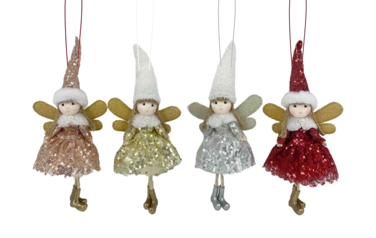 V637-XMS31211-202508260830-00 bulk 24 Xmas Hanging Fairy Deco 25.5cm Assort 25cm - Image 1
