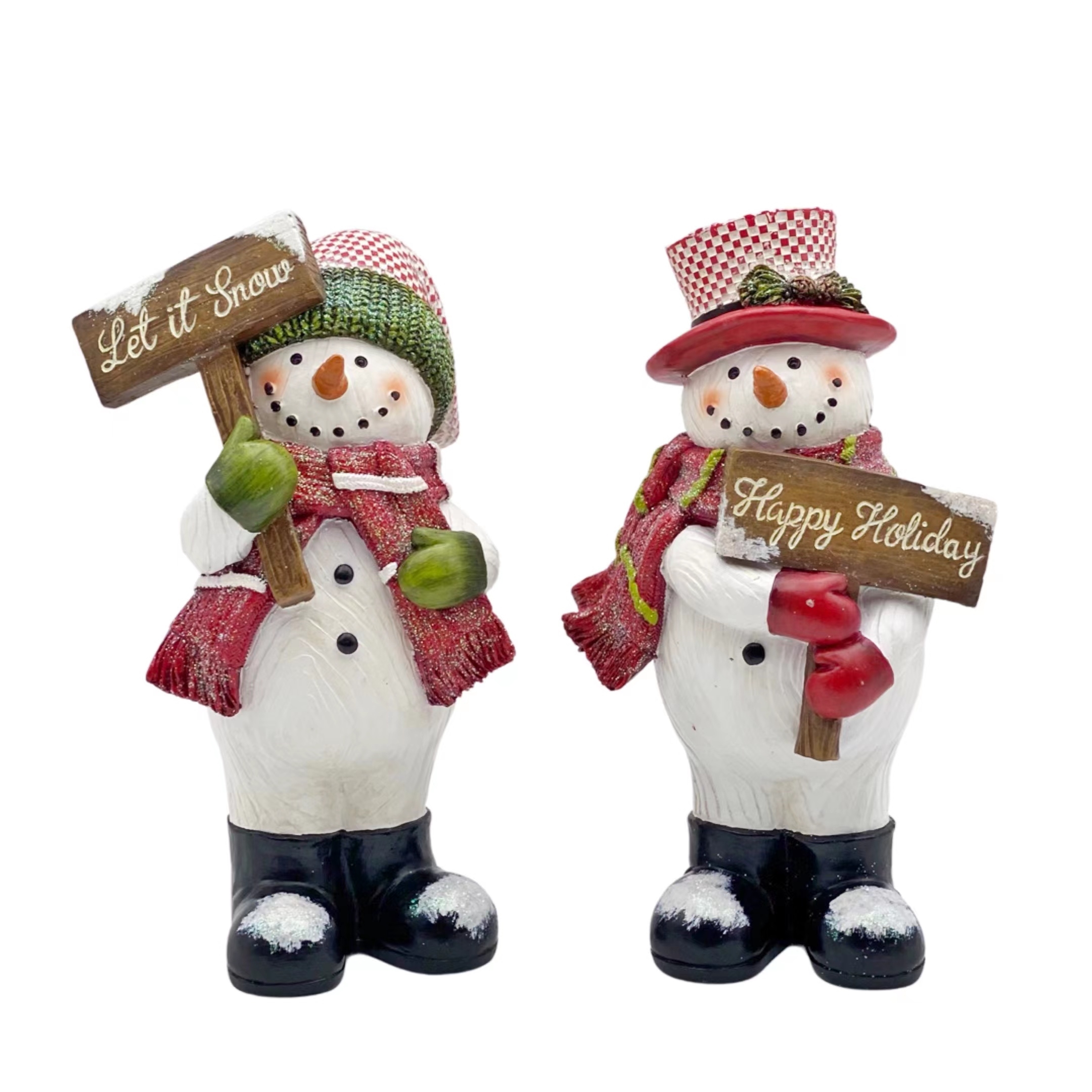 V637-XMS33262-202508260835-00 bulk 6 Christmas Polyresin Standing Snowmen Assort 25cm - Image 1