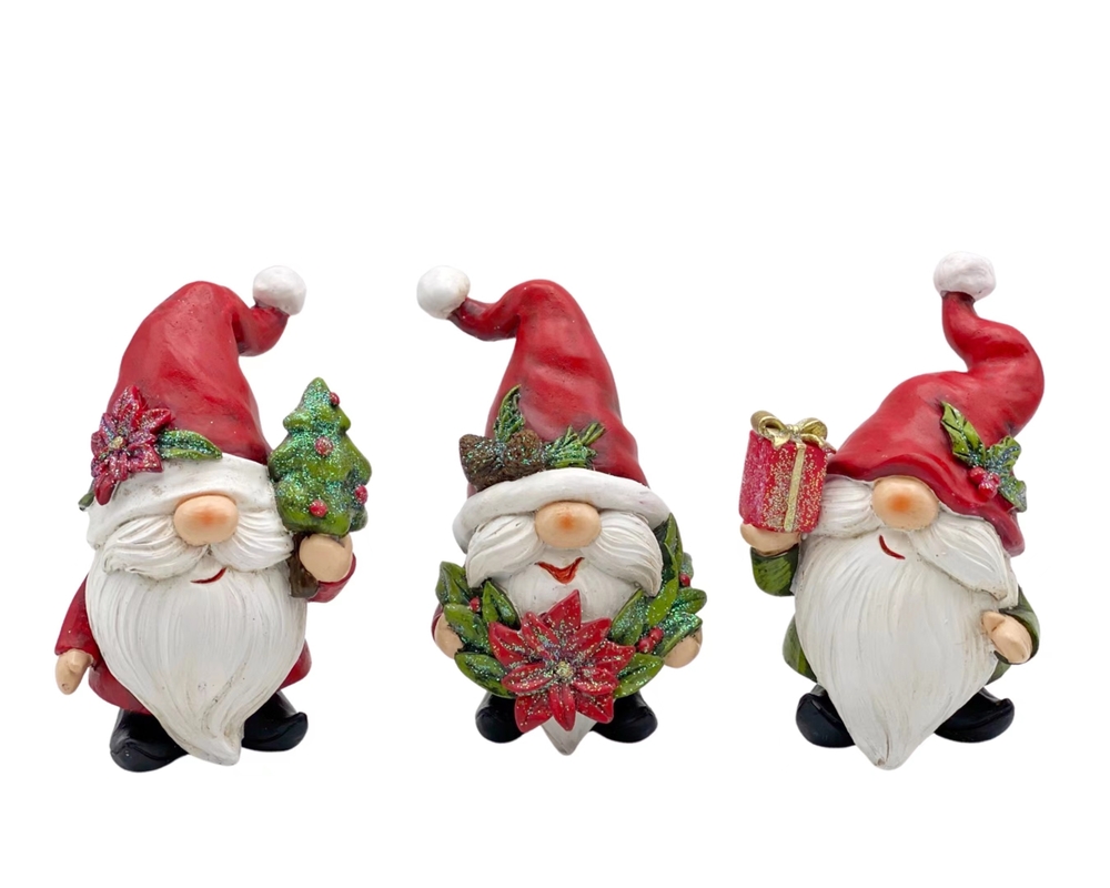 V637-XMS33264-202508260835-00 bulk 12 Xmas Polyresin Gnomes Assorted 14cm - Image 1