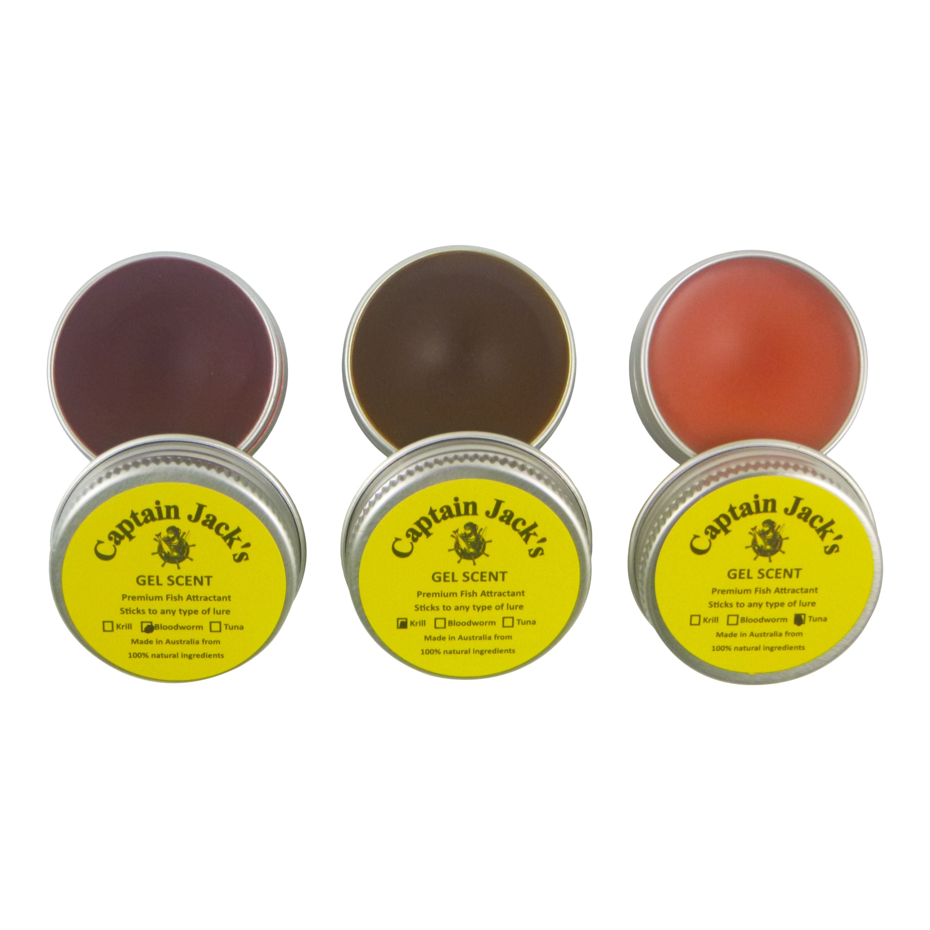 V658-93MC000030107-202507311210-00 Captain Jack's 'Frenzy' Gel Scent - 3 Pack, Bloodworm, Krill, Tuna - Image 1