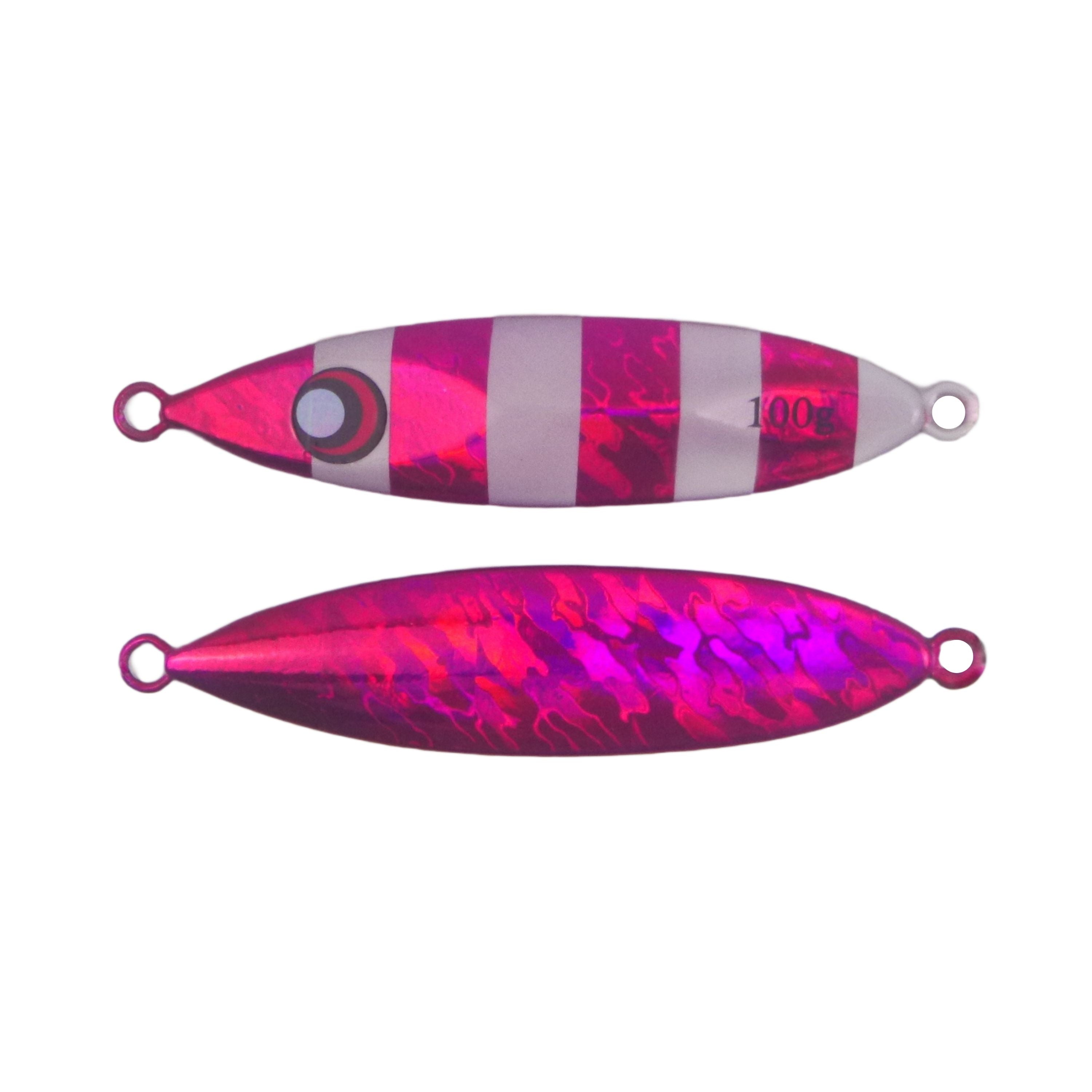 V658-93MC000363018-202507311436-00 Finesse Slow Pitch Flutter Jig, 100gm, Hot Pink Stripe, 2 pack - Image 1