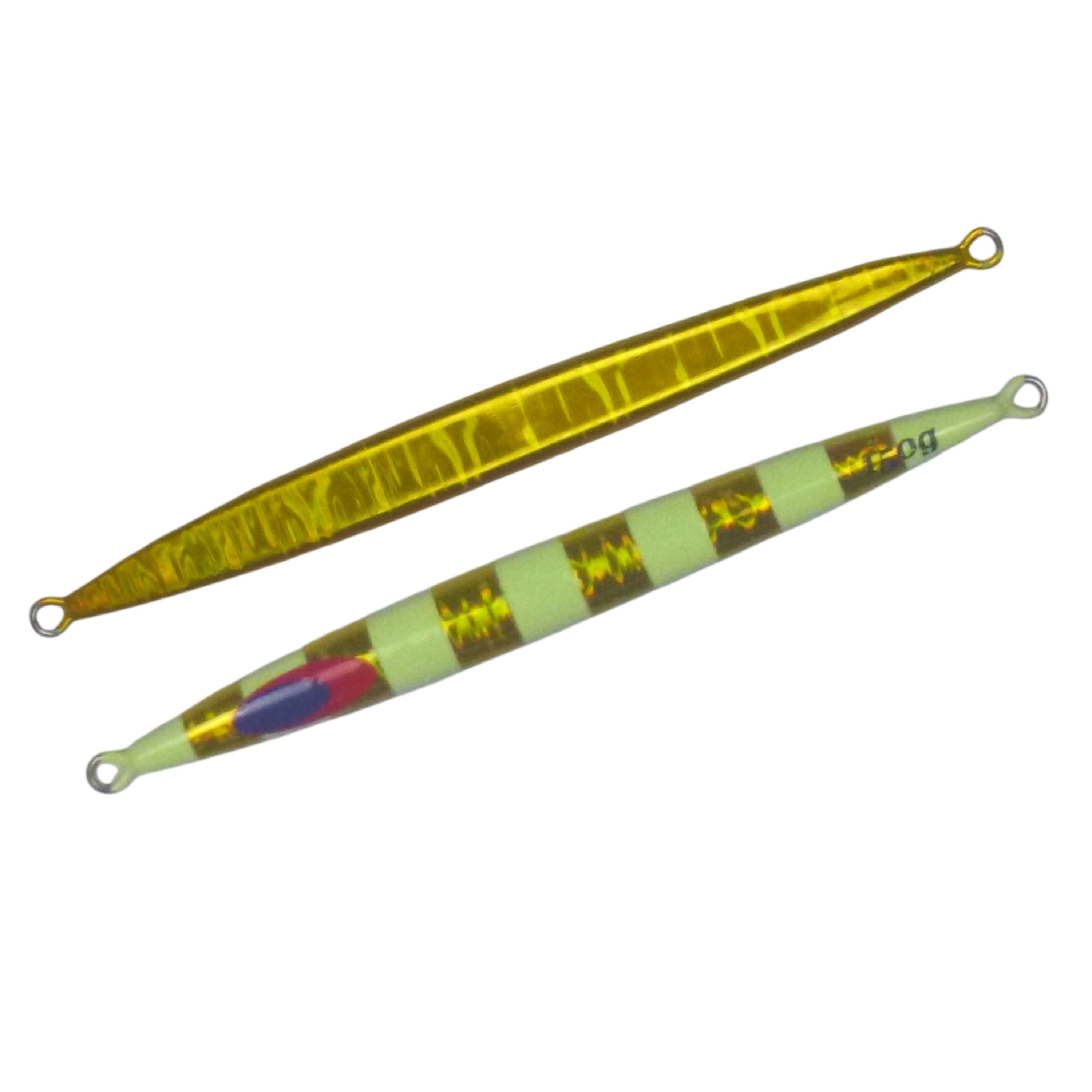 V658-93MC000681013-202507311103-00 Finesse Lumo Fastdrop Jig, 150gm, Gold Stripe, Qty 2 - Image 1