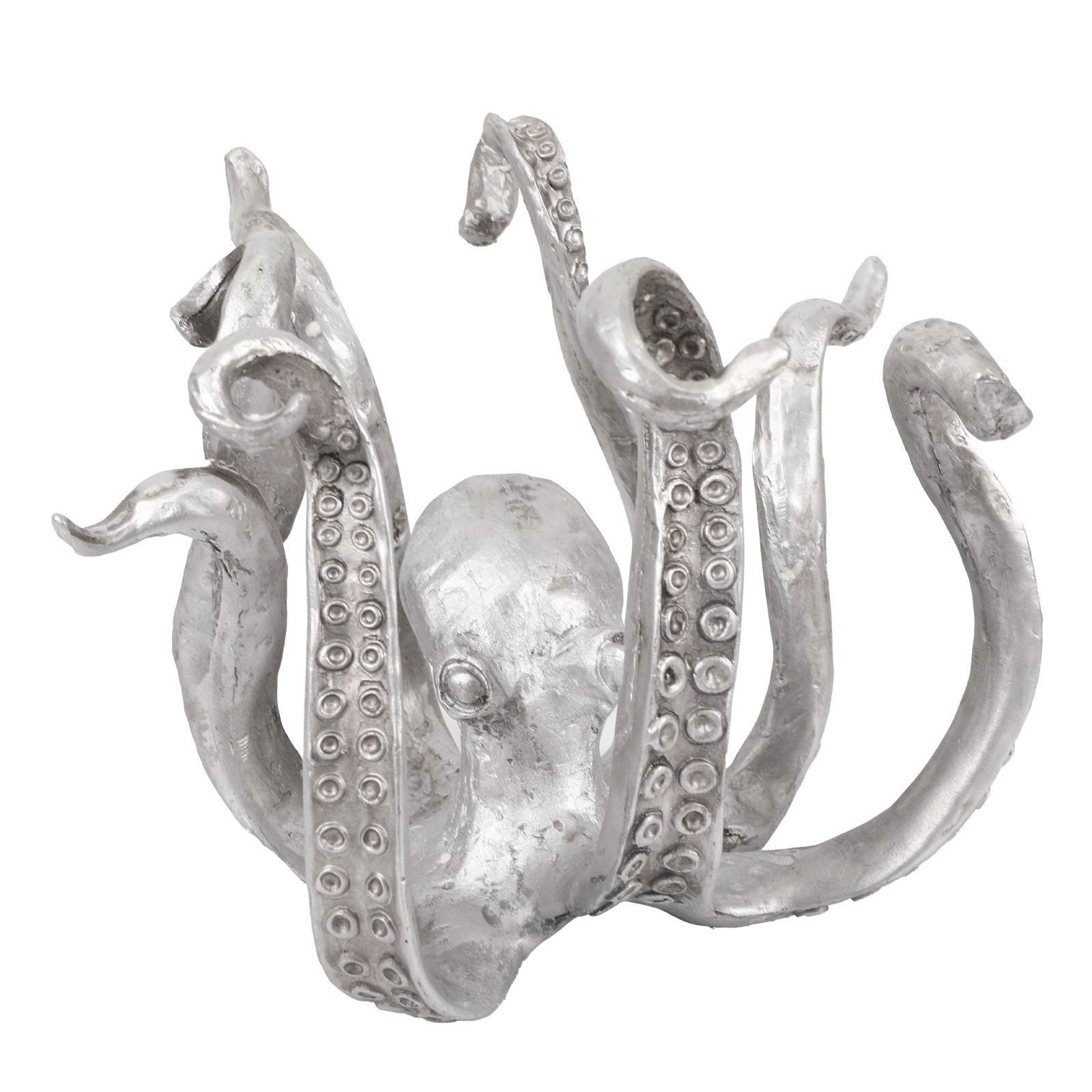 V888-ELOSUNG32869-202507071021-00 Silver Vintage Bronze Octopus Mug Holder - Decorative Resin Statue & Countertop Cup Rack - Image 1