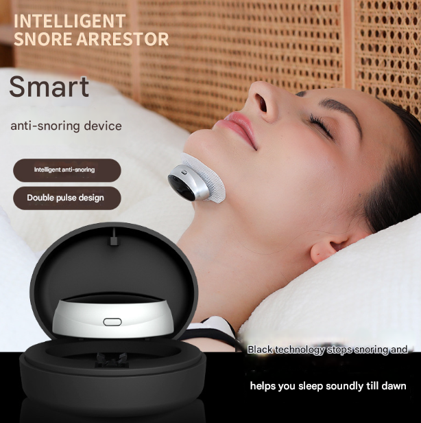 V888-ELOSUNG32897-202507100946-00 Black Smart Anti-Snoring Device - Rechargeable Pulse Throat Stimulator for Quieter Sleep - Image 1