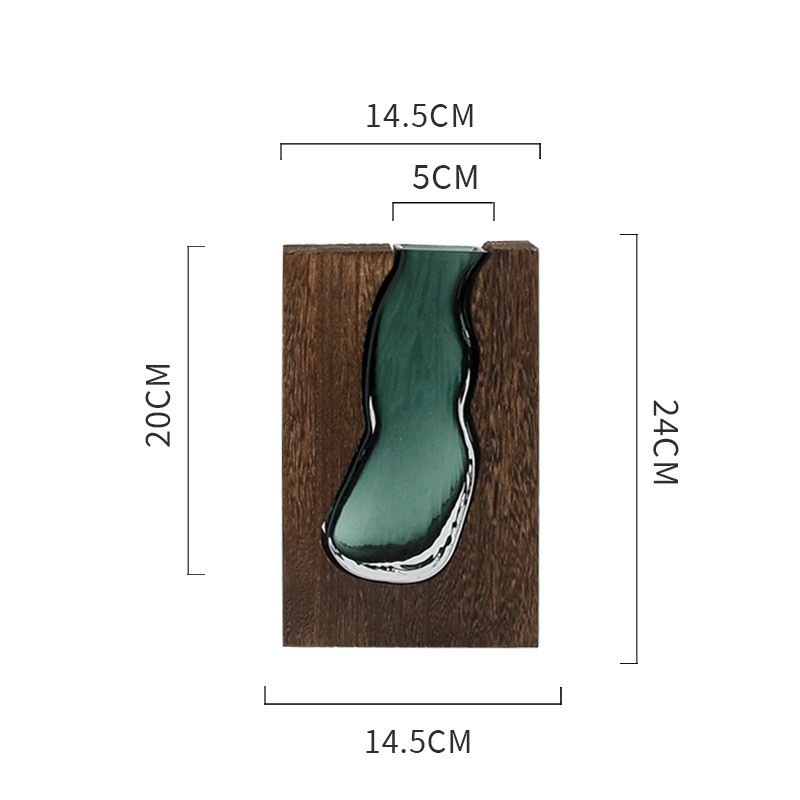 V888-ELOSUNG33693-202507071011-00 Modern Sculptural Wood and Glass Vase for Home Decor - Image 1