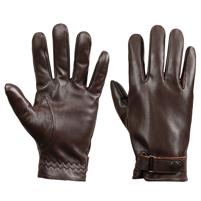 V888-ELOSUNG33788-202508191030-00 L Dark Brown Premium Men's Genuine Sheepskin Leather Driving & Cycling Gloves - Image 1