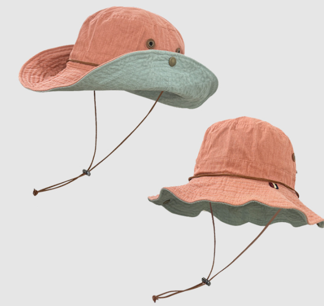 V888-ELOSUNG33833-202509021105-00 Pink Wide Brim Outdoor Cowboy Sun Hat - Adjustable & Breathable for Hiking, Fishing, and Camping - Image 1