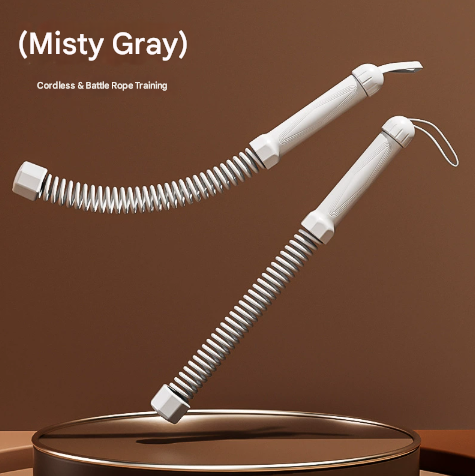 V888-ELOSUNG33865-202509081031-00 Grey Heavy Cordless Battle Rope - Portable Weighted Fitness Rope for Home Gym Strength & Cardio Training - Image 1