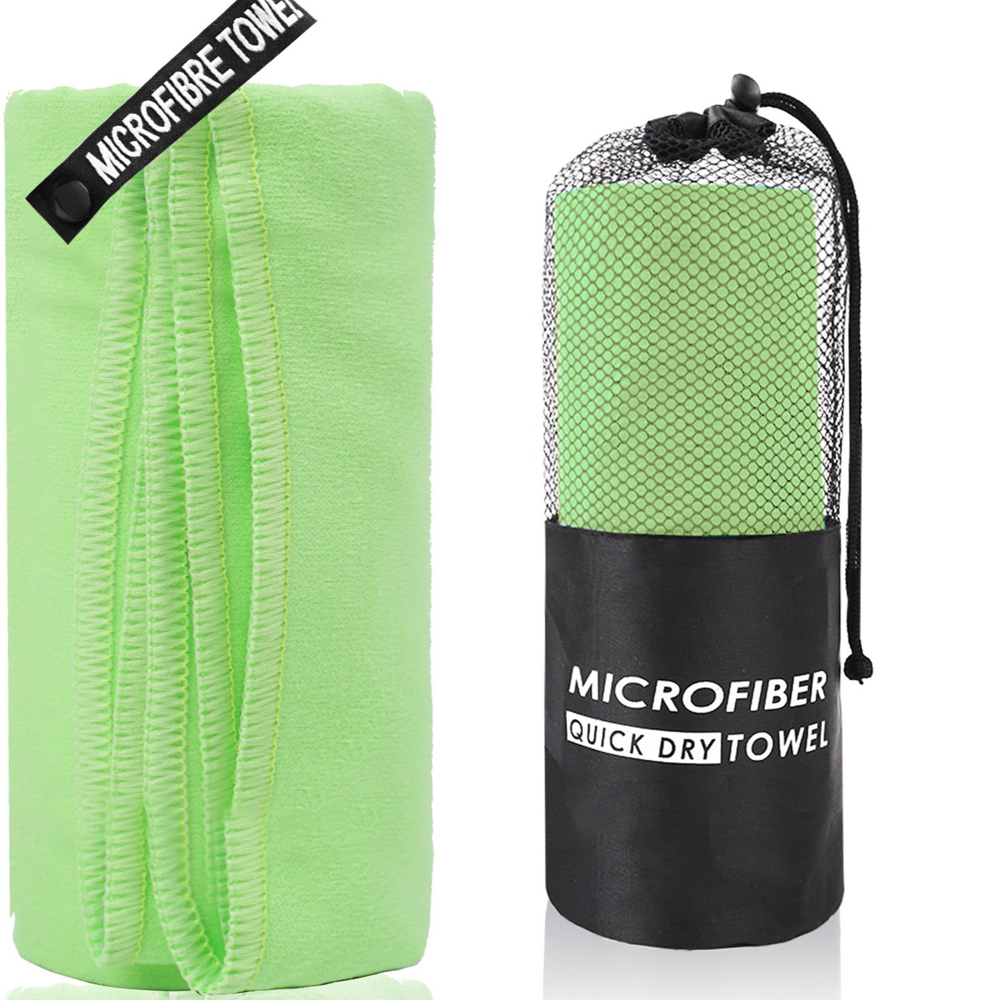 V888-ELOSUNG33871-202509081032-00 2-Piece Light Green Quick-Dry Microfiber Sports Towel with Travel Case - Compact & Absorbent for Gym, Swimming & Camping - Image 1