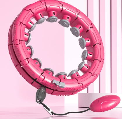 V888-ELOSUNG33873-202509081033-00 Rose Red 19 Sections Adjustable Smart Hula Hoop with Weighted Ball - Never-Fall Fitness Ring with Massage Nodes for Core Training - Image 1