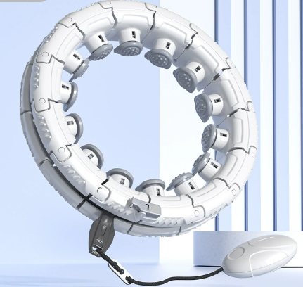 V888-ELOSUNG33877-202509091017-00 White 21 Sections Adjustable Smart Hula Hoop with Weighted Ball - Never-Fall Fitness Ring with Massage Nodes for Core Training - Image 1