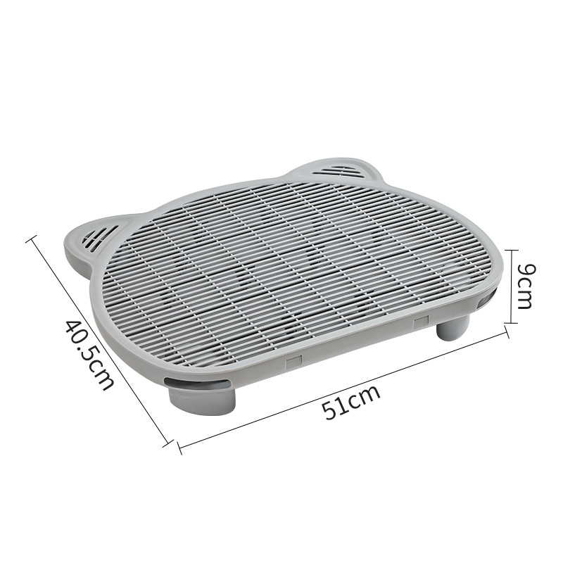 V888-ELOSUNG33926-202509220954-00 Grey Elevated Cat Litter Trapping Mat - Dual-Layer Scatter Control Tray with Grate - Image 1