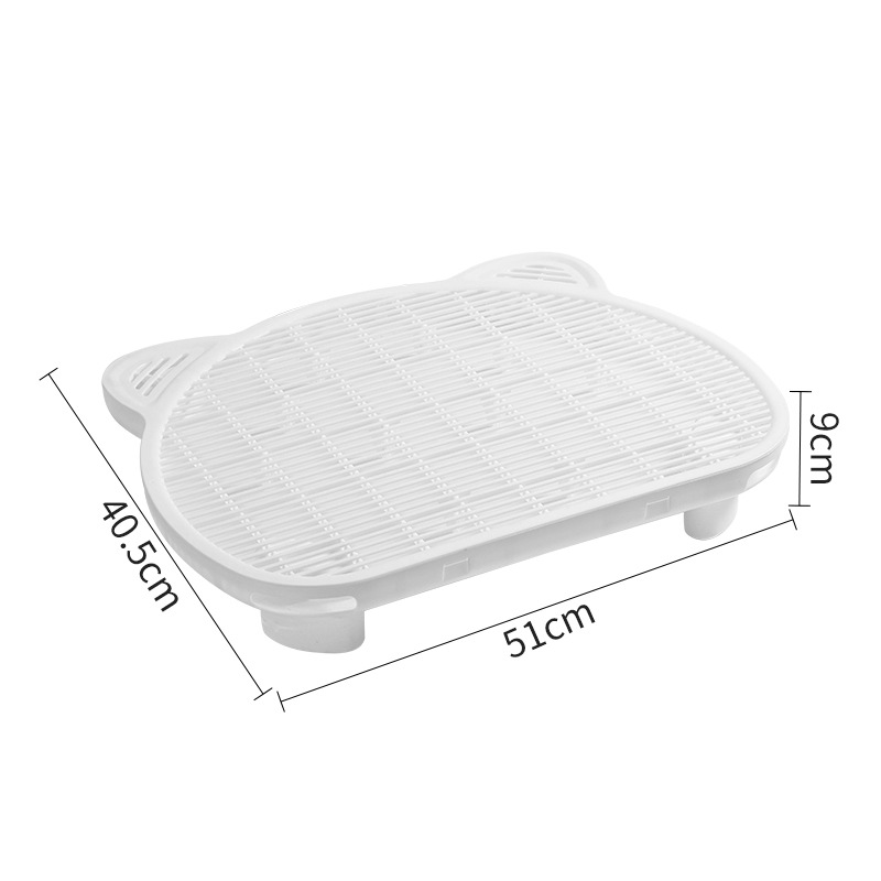 V888-ELOSUNG33928-202509220955-00 White Elevated Cat Litter Trapping Mat - Dual-Layer Scatter Control Tray with Grate - Image 1