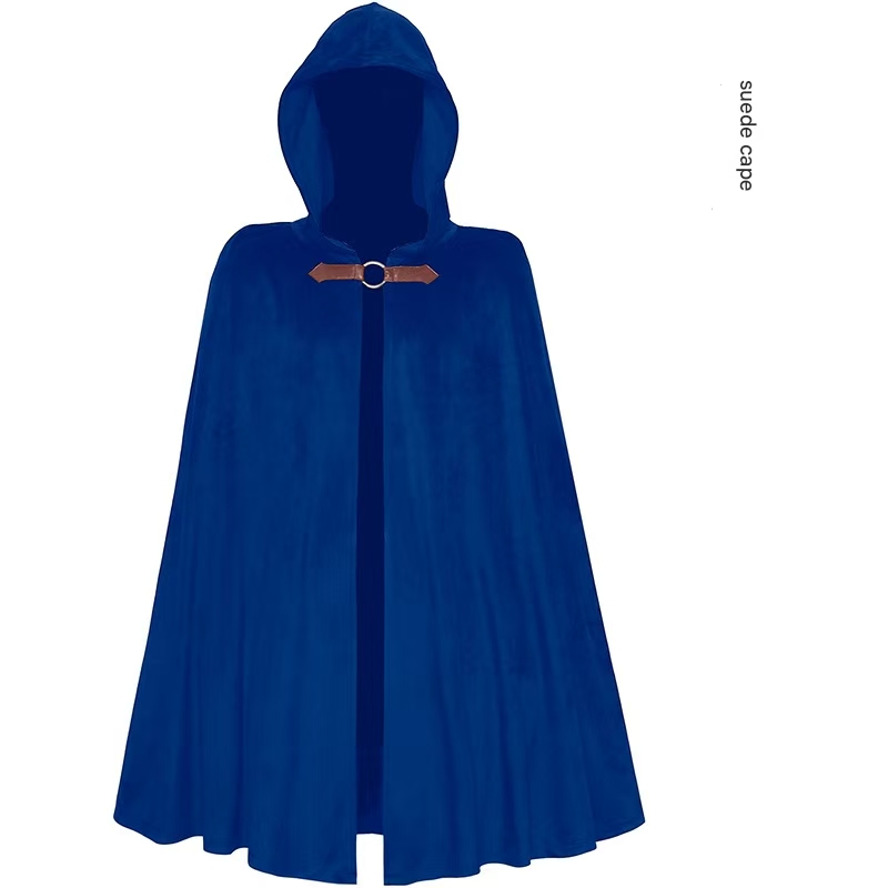 V888-ELOSUNG34413-202507110954-00 Blue Shadow Wanderer Hooded Cape - Premium Velvet Robe for Jedi, Wizard & Medieval Cosplay - Image 1
