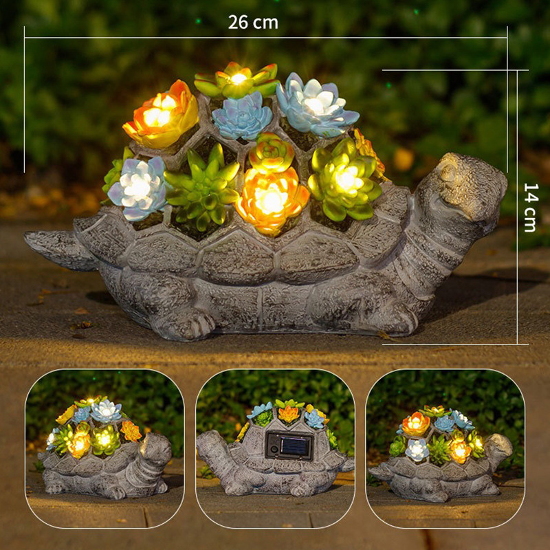 V888-ELOSUNG34551-202507281711-00 Big turtle Charming Solar-Powered Animal Garden Statue - Waterproof Resin Figurine with Glowing LED Accents - Image 1