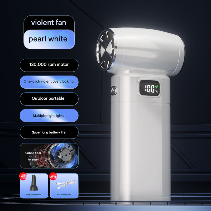 V888-ELOSUNG34590-202507311015-00 White Portable High-Speed Turbo Fan & Air Duster - 130,000 RPM Brushless Motor, Rechargeable Blower - Image 1