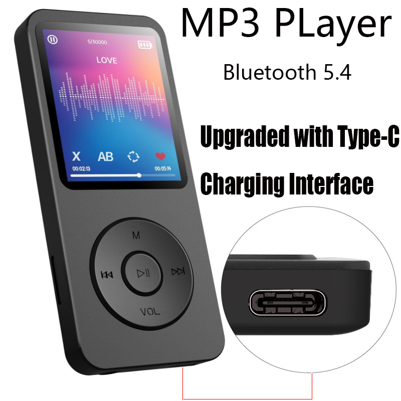 V888-ELOSUNG35701-202507160946-00 Portable Digital Music Player - Bluetooth 5.4, Hi-Fi Lossless Sound, 8GB Built-in & Expandable Storage(black 64GB) - Image 1