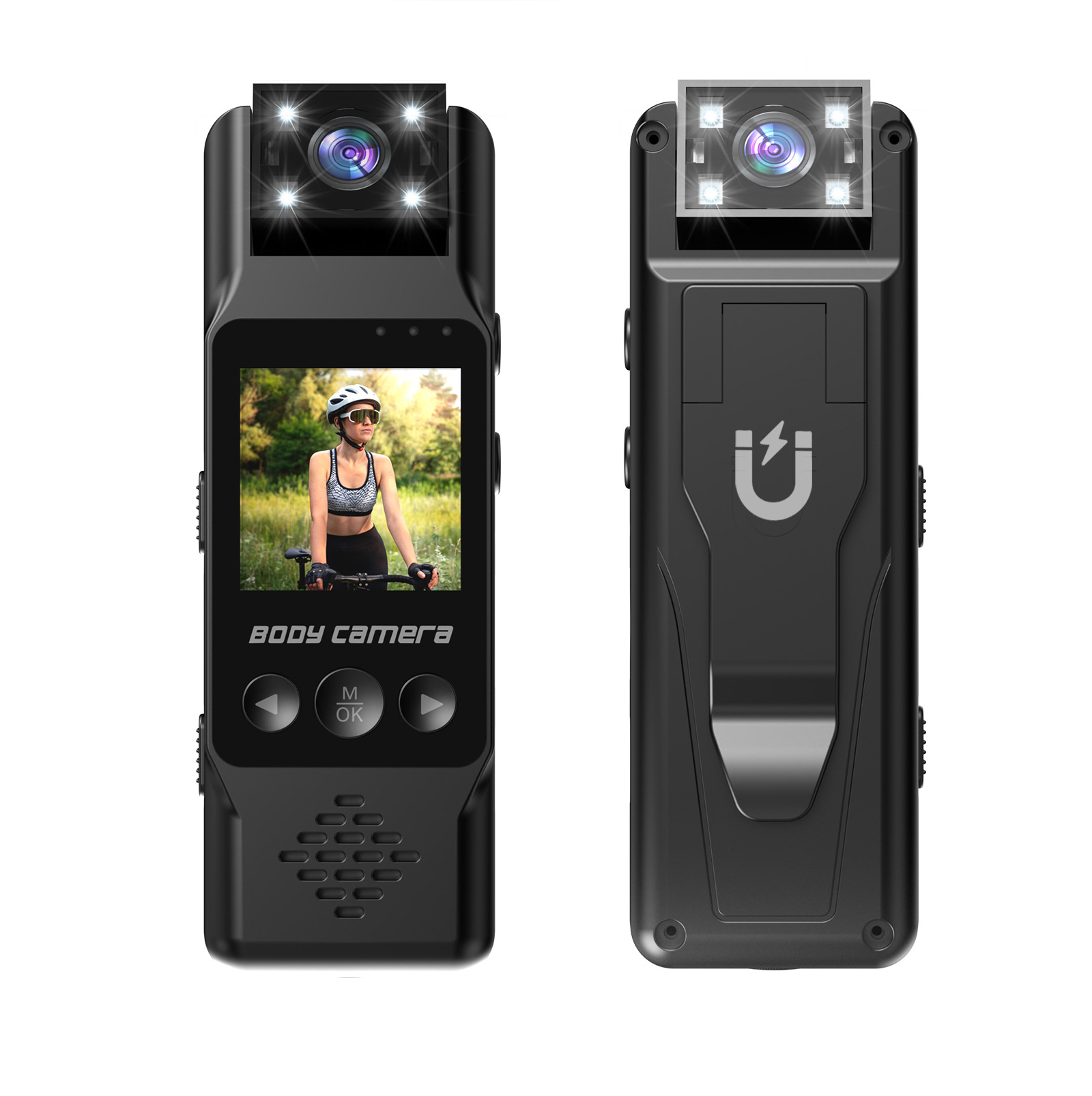 V888-ELOSUNG35713-202507180925-00 Mini Body Camera with 180 Rotatable Lens, Night Vision & Motion Detection - 1.3 Screen 1200mAh Battery(black)" - Image 1