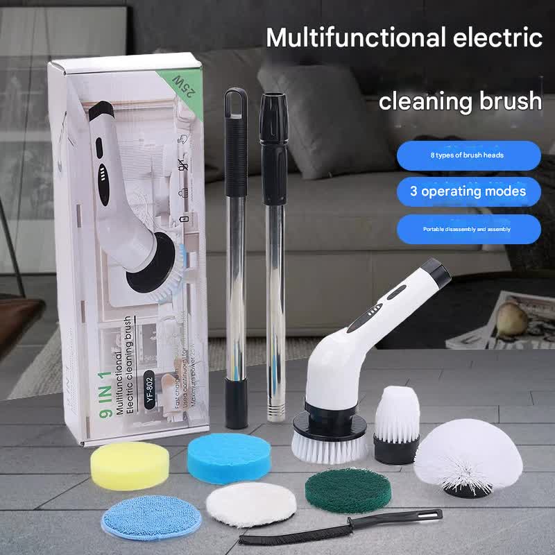 V888-ELOSUNG35772-202507281653-00 9-in-1 Multifunctional Cordless Electric Spin Scrubber with Adjustable Extension Handle(white) - Image 1