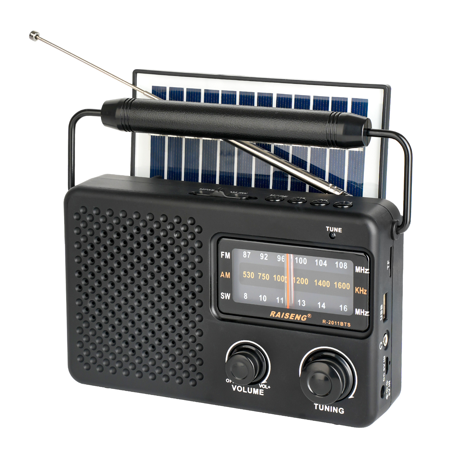 V888-ELOSUNG35842-202508111445-00 Portable Solar Powered 3-Band AM/FM/SW Radio with Bluetooth Speaker & Multiple Charging Options(black) - Image 1