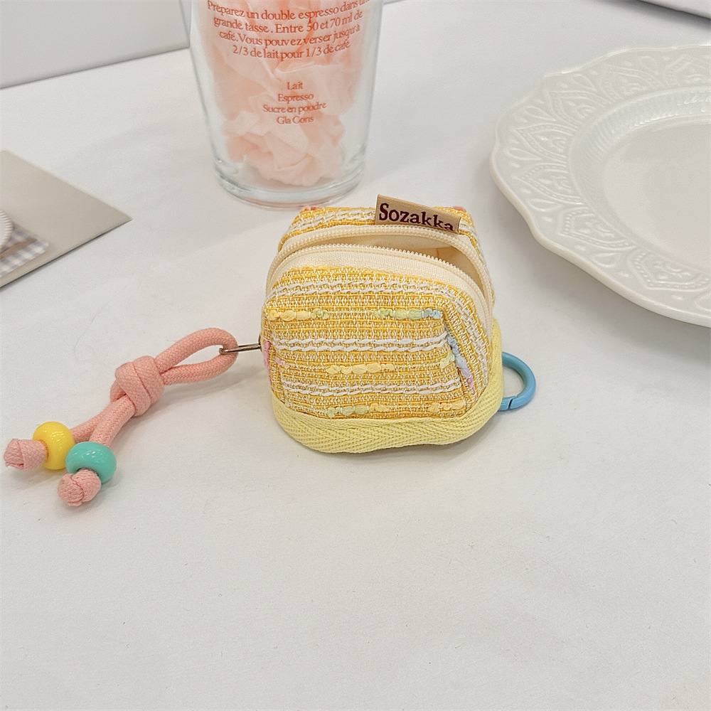 V888-ELOSUNG35921-202508261325-00 3pc Chic Woven Mini Backpack Pouch - Earphone Case & Coin Purse with Keychain Lanyard(yellow) - Image 1