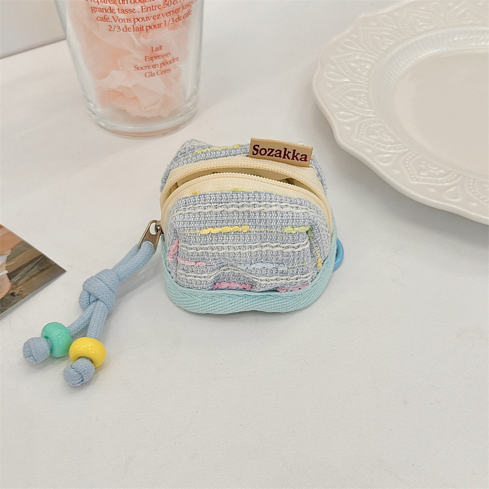 V888-ELOSUNG35922-202508261325-00 3pc Chic Woven Mini Backpack Pouch - Earphone Case & Coin Purse with Keychain Lanyard(blue) - Image 1