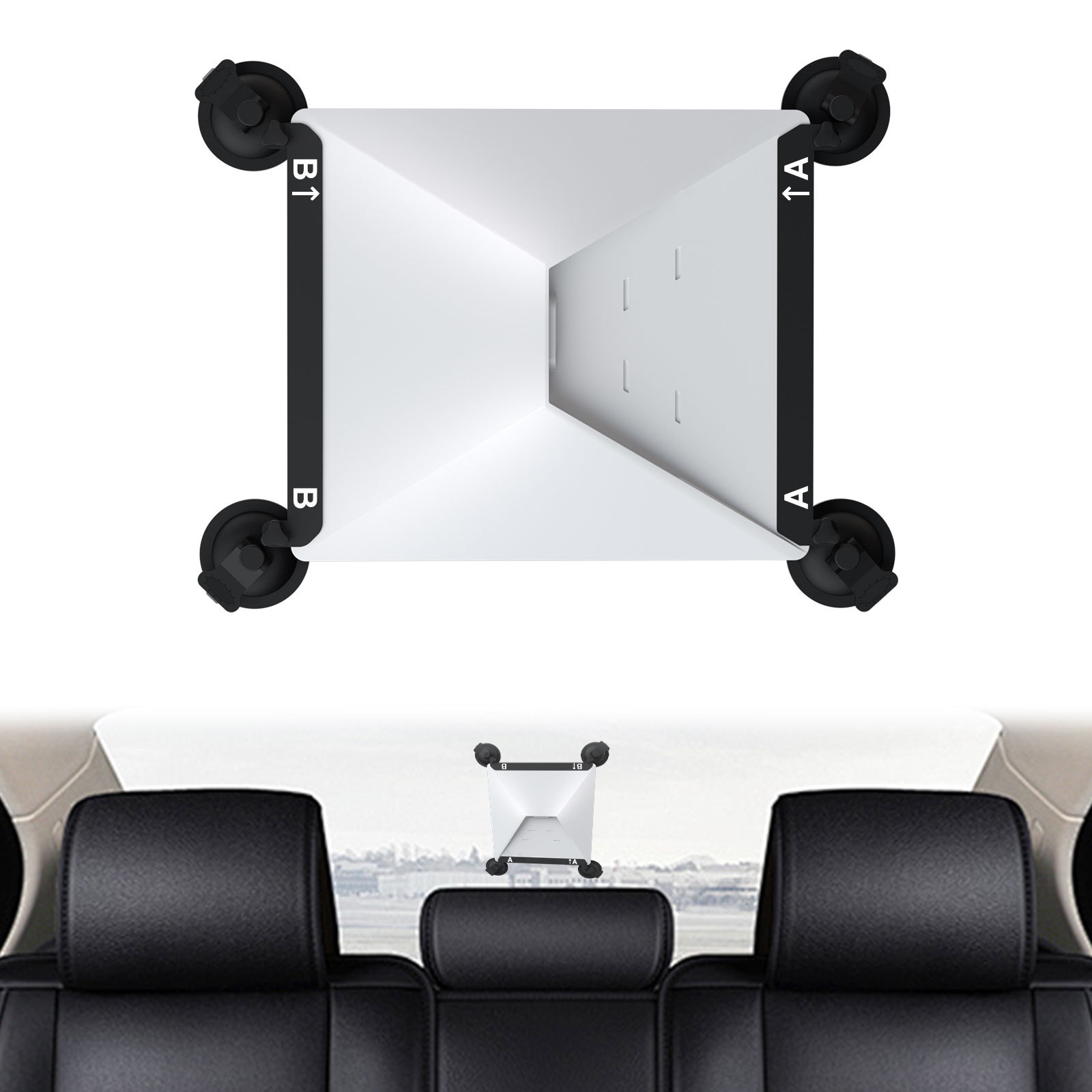 V888-ELOSUNG36010-202507211315-00 White and Black Heavy-Duty Suction Cup Mount for Starlink Mini - All-Weather Car, RV & Boat Bracket - Image 1