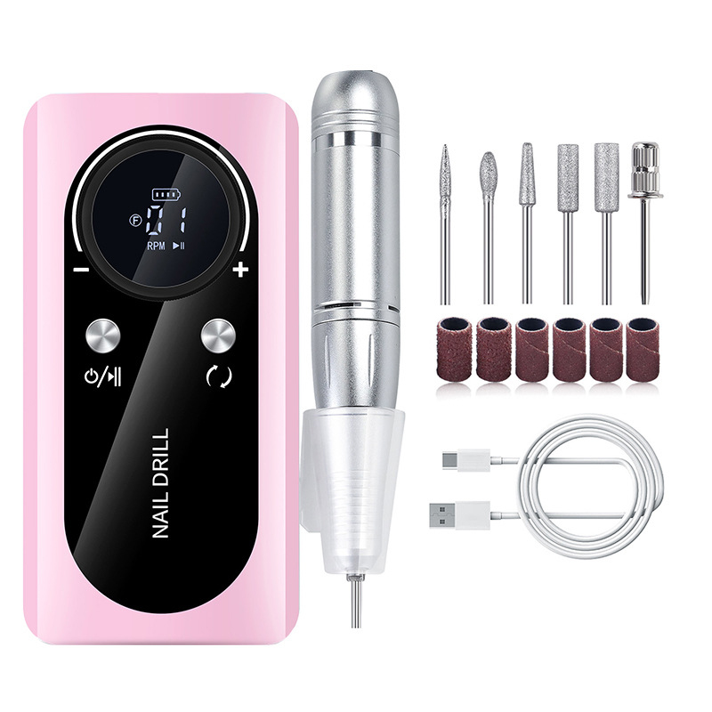 V888-ELOSUNG36055-202507250934-00 Pink Professional Rechargeable Nail Drill Machine - 45000RPM Portable E-File Kit for Acrylic, Gel, Polishing & Manicure - Image 1