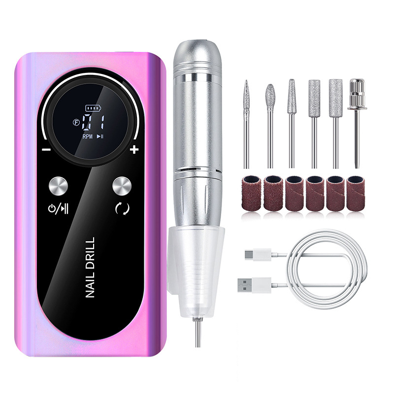 V888-ELOSUNG36056-202507250935-00 Purple Professional Rechargeable Nail Drill Machine - 45000RPM Portable E-File Kit for Acrylic, Gel, Polishing & Manicure - Image 1