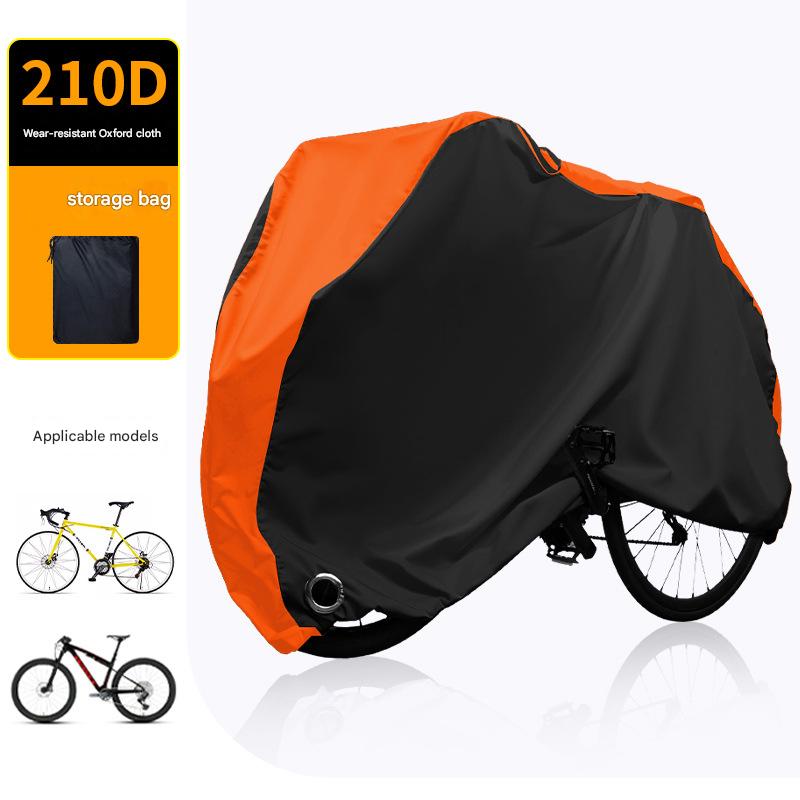 V888-ELOSUNG36077-202507281646-00 Size M Black And Orange All-Weather 210D Bicycle Cover - Waterproof & UV-Proof Outdoor Bike Protector with Lock Hole & Storage Bag - Image 1