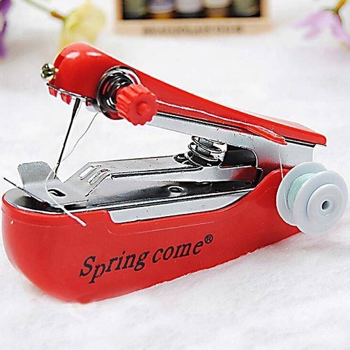 V888-ELOSUNG36126-202508041447-00 2 Pcs Red Portable Mini Handheld Sewing Machine - Manual Stitching Tool for Quick Fabric Repairs - Image 1