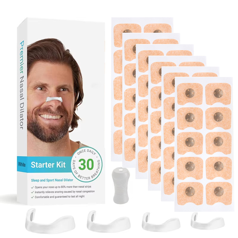 V888-ELOSUNG36188-202508071515-00 White Square Anti-snoring Patch Set (30 Pairs of patches) Magnetic Nasal Dilator Kit for Snoring Relief - Reusable Multi-Size Sleep & Sport Breathing Aid - Image 1