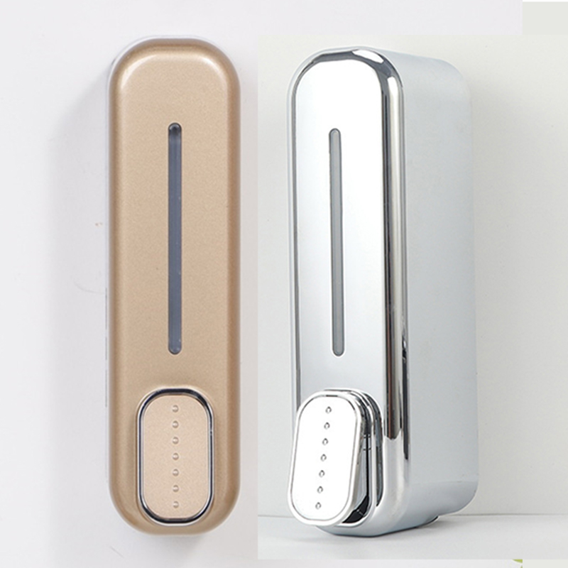 V888-ELOSUNG36198-202508111445-00 2 Pcs (Gold + Silver) Modern Wall-Mounted Press Soap Dispenser - 300ml Refillable Pump for Bathroom & Kitchen - Image 1