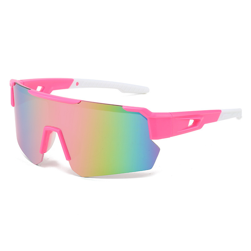 V888-ELOSUNG36255-202508131415-00 Pink Temples and Colorful Lenses Unisex Sport Cycling Sunglasses - Lightweight Wraparound Eyewear for Running & Outdoor Activities - Image 1