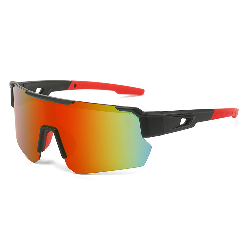 V888-ELOSUNG36256-202508131415-00 Black Temples and Orange Lenses Unisex Sport Cycling Sunglasses - Lightweight Wraparound Eyewear for Running & Outdoor Activities - Image 1