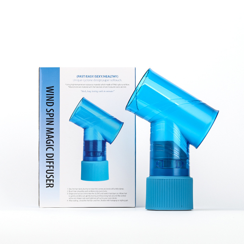 V888-ELOSUNG36345-202508300010-00 Blue Wind Spin Hair Curler Diffuser - Universal Hair Dryer Attachment for Effortless Waves and Curls - Image 1