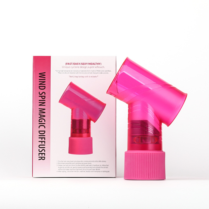 V888-ELOSUNG36347-202508300010-00 Pink Wind Spin Hair Curler Diffuser - Universal Hair Dryer Attachment for Effortless Waves and Curls - Image 1