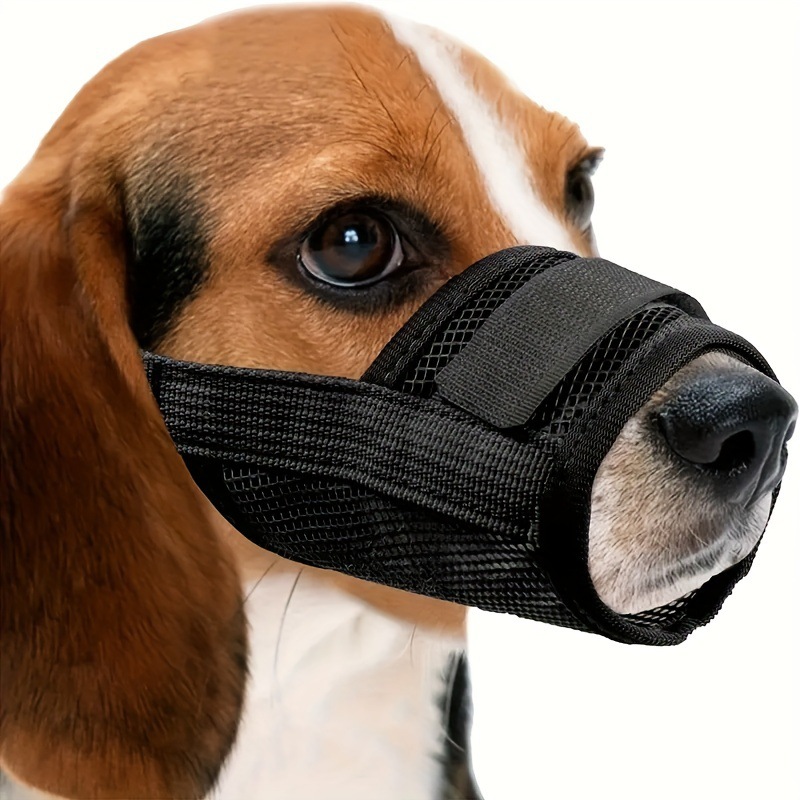 V888-ELOSUNG36404-202509050920-00 3 Pcs Size S Black Breathable Mesh Dog Muzzle - Soft & Comfortable Guard to Prevent Biting, Allows Panting and Drinking - Image 1