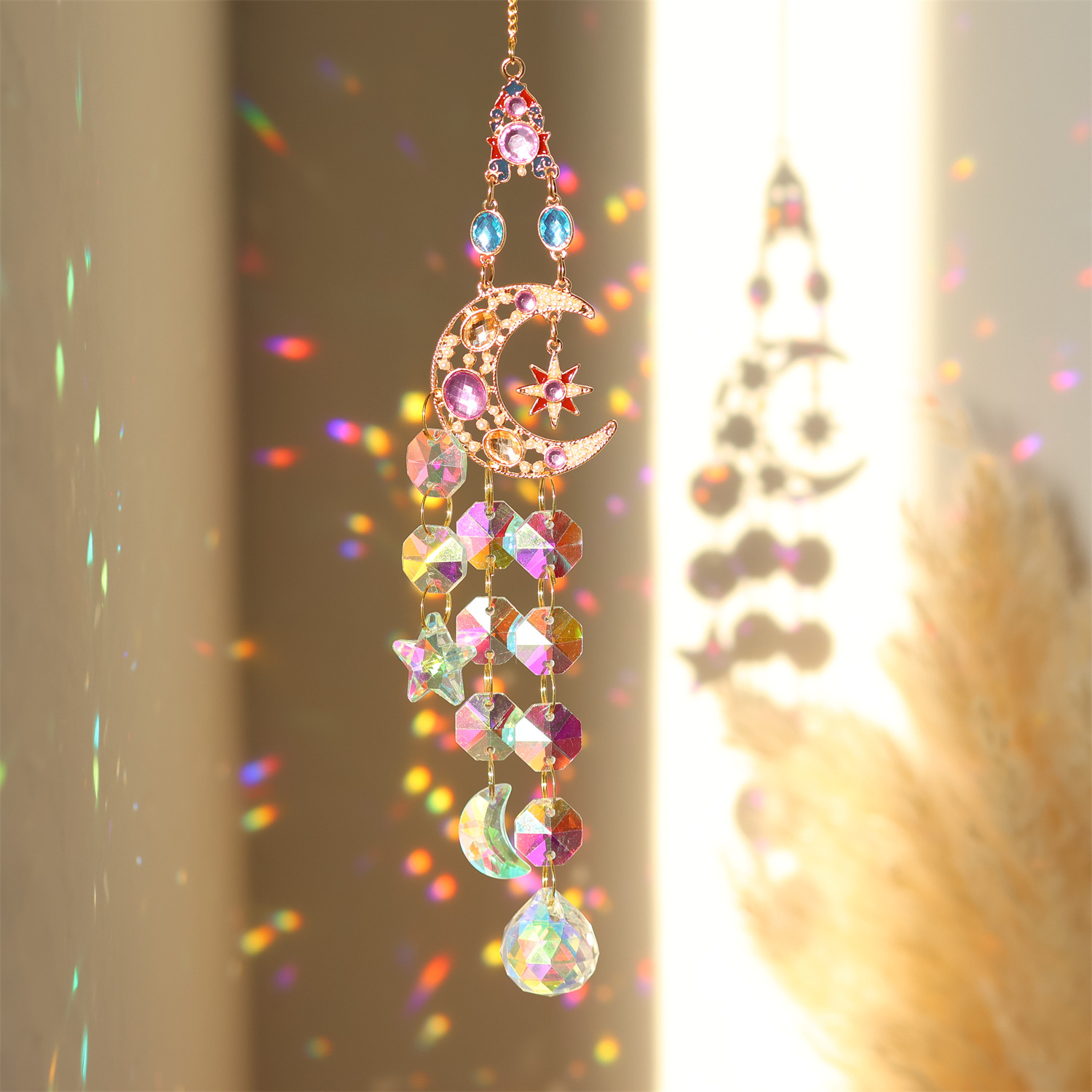 V888-ELOSUNG36466-202509101430-00 Colorful Dazzling Celestial Crystal Suncatcher - Star Shape Rainbow Maker Window Hanging Ornament - Image 1