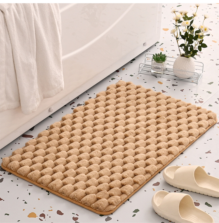 V888-ELOSUNG37046-202509220953-00 Plush Cobblestone Memory Foam Bath Mat - Super Absorbent, Non-Slip & Machine Washable(Camel 50*80㎝) - Image 1