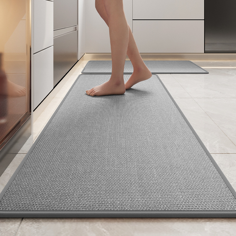 V888-ELOSUNG37069-202509221011-00 Absorbent & Dirt-Resistant Woven Kitchen Mat - Non-Slip Runner Rug for Home(Style Woven Gray) - Image 1