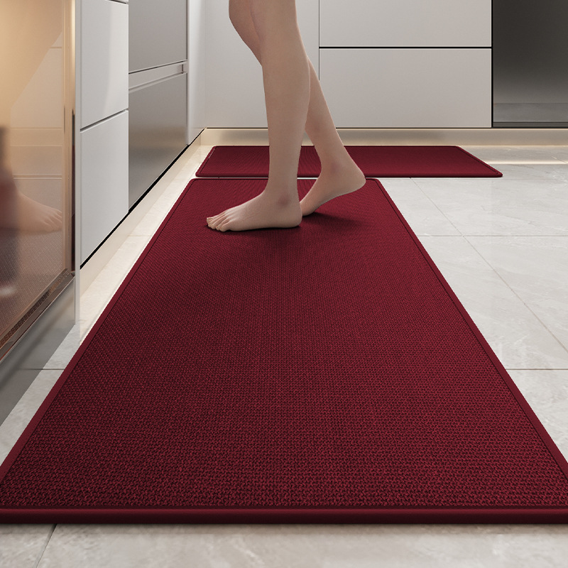 V888-ELOSUNG37070-202509221011-00 Absorbent & Dirt-Resistant Woven Kitchen Mat - Non-Slip Runner Rug for Home(Style Woven Red) - Image 1
