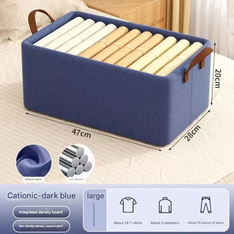 V888-ELOSUNG37081-202509220946-00 2pc Foldable Fabric Storage Bin with Steel Frame & Handles - 26L Stackable Closet Organizer(Blue) - Image 1