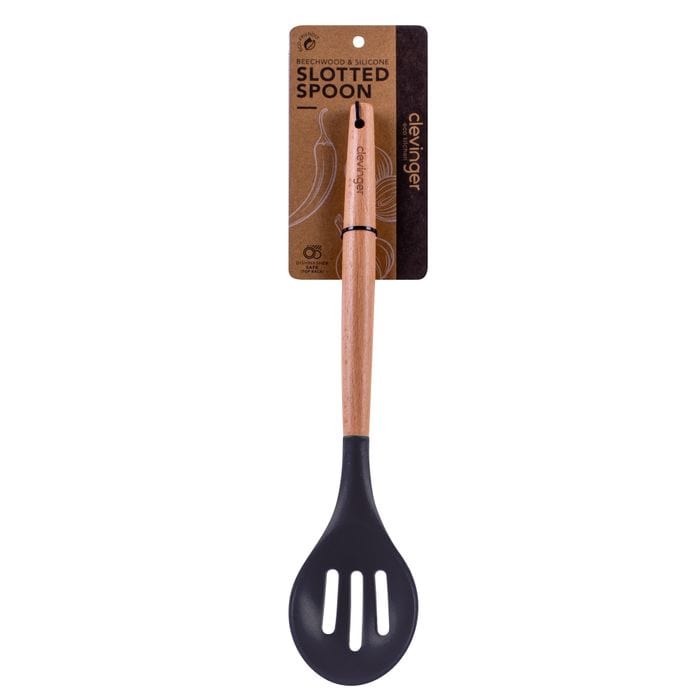 V915-KU0261-202509250910-00 Beechwood & silicone slotted spoon charcoal - Image 1