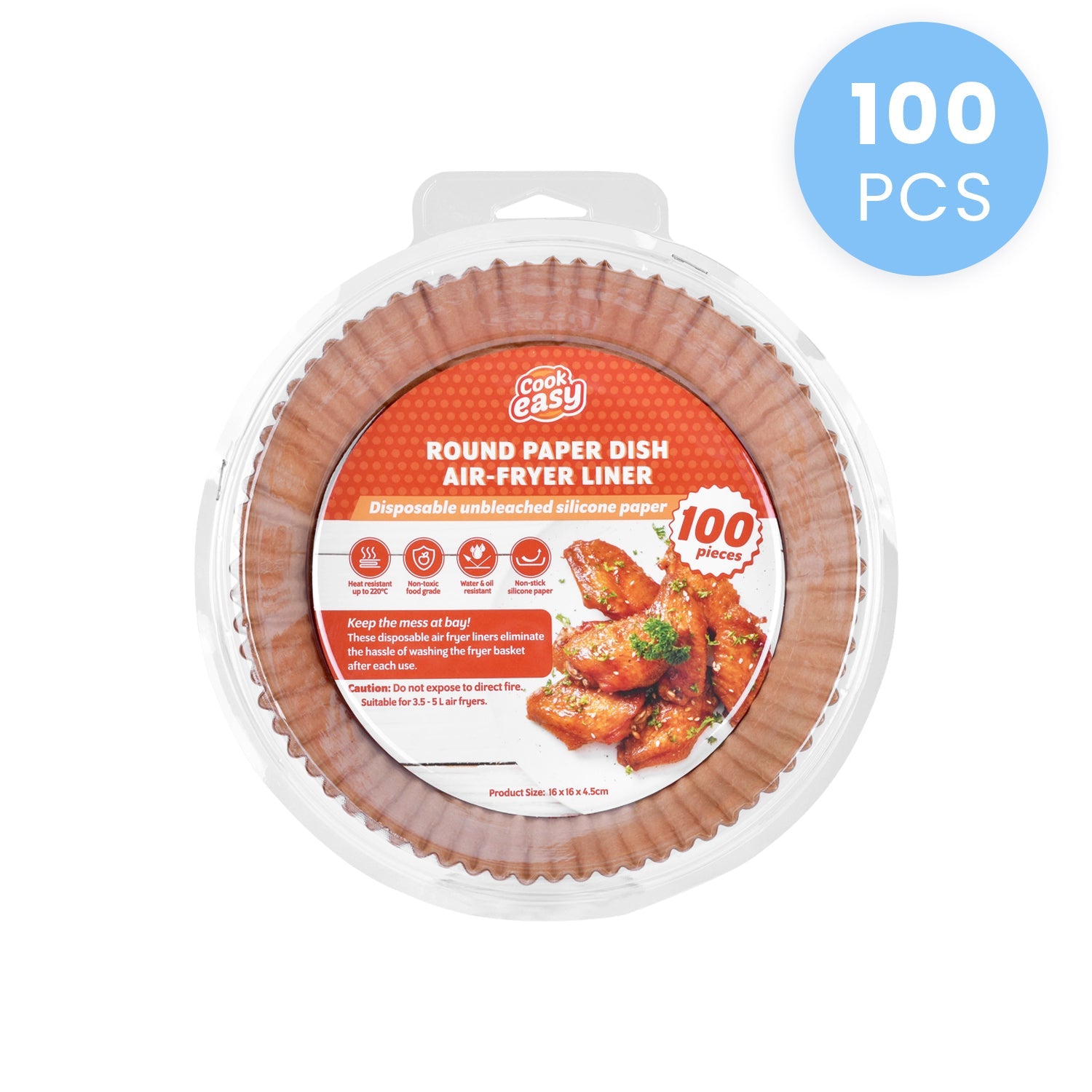 V915-KU0329-202509250904-00 100 Pcs 16cm Round Disposable Unbleached Silicone Paper Dish Air-fryer Liner - Image 1