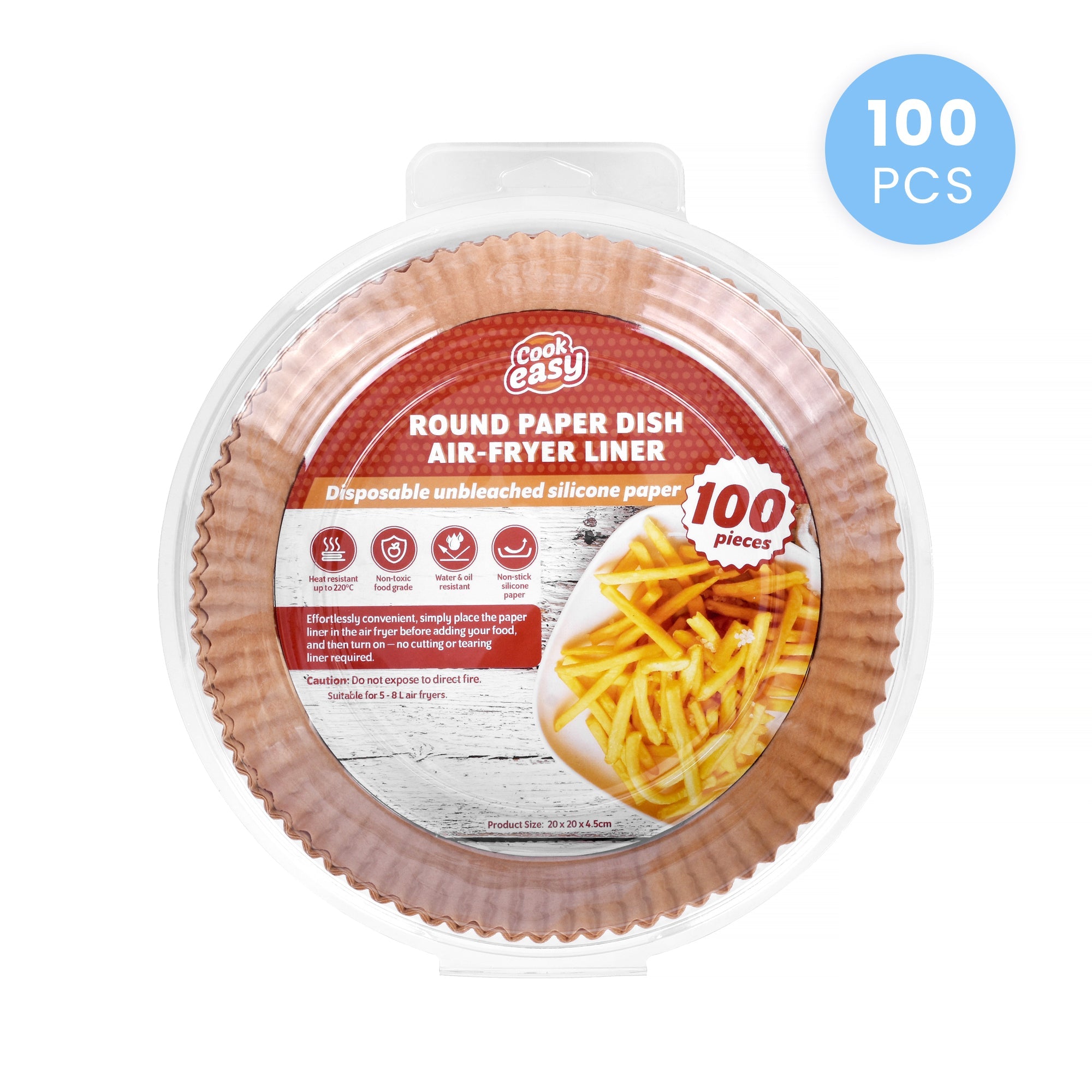 V915-KU0330-202509250904-00 100 Pcs 20cm Round Disposable Unbleached Silicone Paper Dish Air-fryer Liner - Image 1