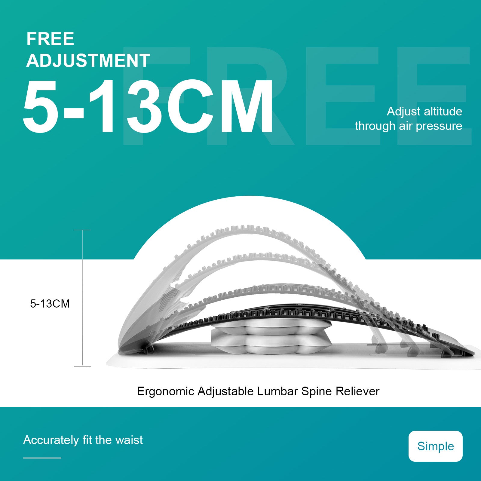 V915-RM0044-202509250915-00 Adjustable Air Lumbar Spine Reliever – Inflatable Back Stretcher with Acupressure & Magnets - Image 1