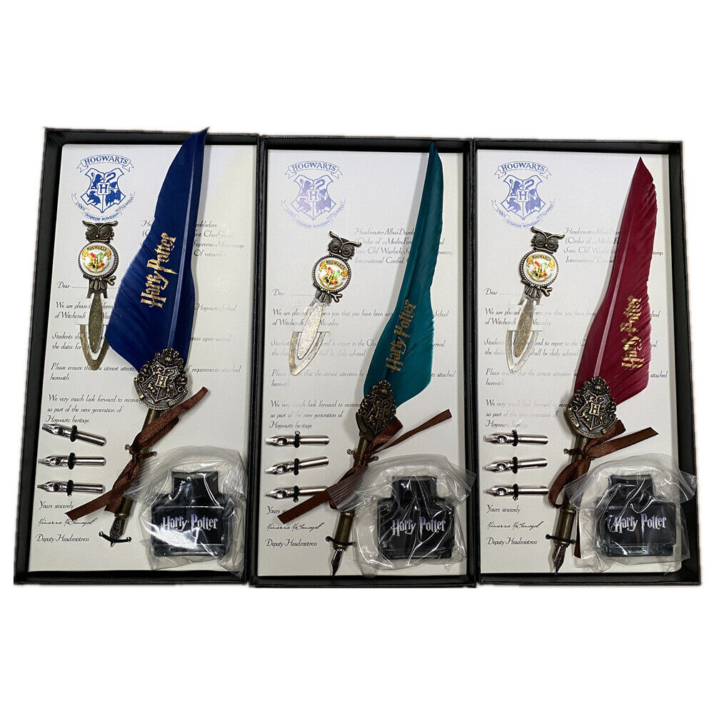 V922-AWD-B0503-HPSTAG-202508251145-00 Harry Potter Vintage Feather Dip Pen Writing Set with ink Calligraphy Quill Pen Gifts - DARK GREEN - Image 1