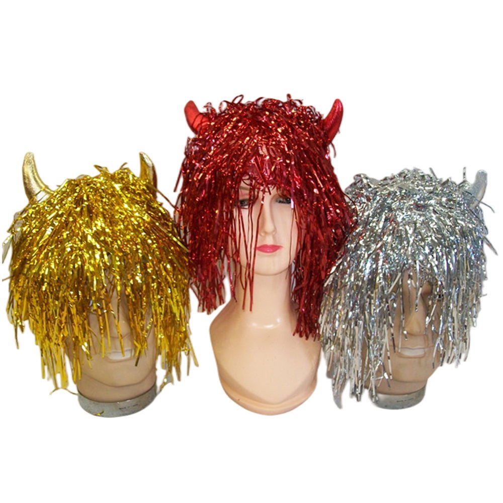 V922-AWD-C1412-DEVWIG-RED-202508251130-00 Devil tinsel wig - Red - Image 1