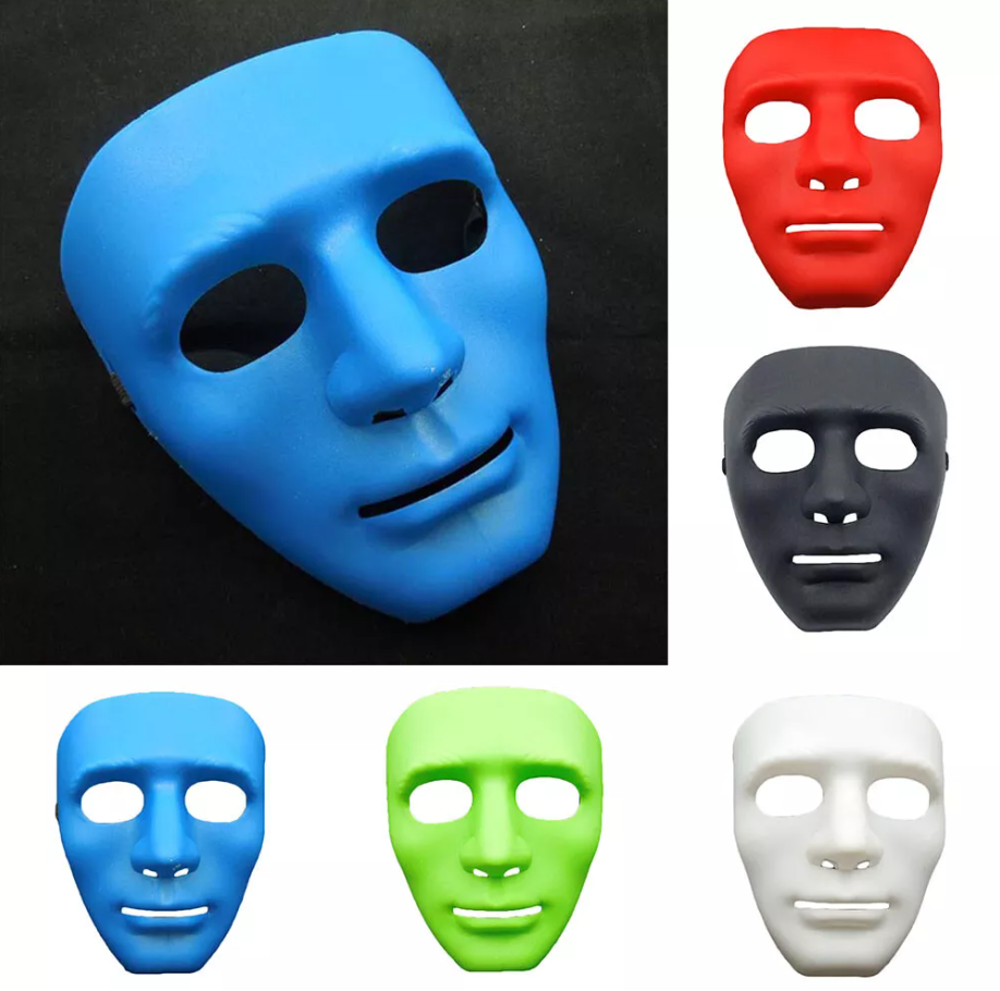 V922-AWD-F0161-MASBLA-BW-202508251136-00 2x Robot Plain Mask Purge Style Halloween Scary Ghost Blank Mask Unisex - 1xBlue +1xWhite - Image 1